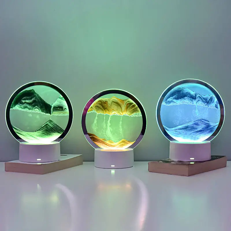 Lampara con diseño de Arena Móvil y LED RGB