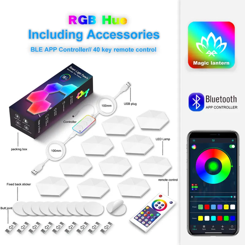 Lámpara Cuántica Hexagonal LED RGB