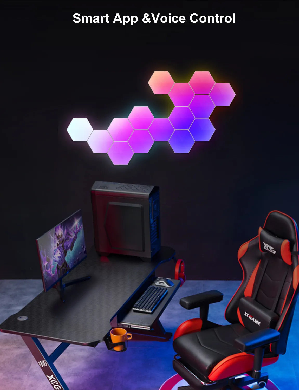 Lámpara Cuántica Hexagonal LED RGB