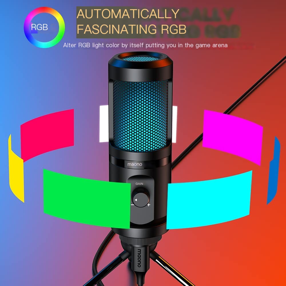Micrófono Condensador USB Gaming con Trípode y RGB