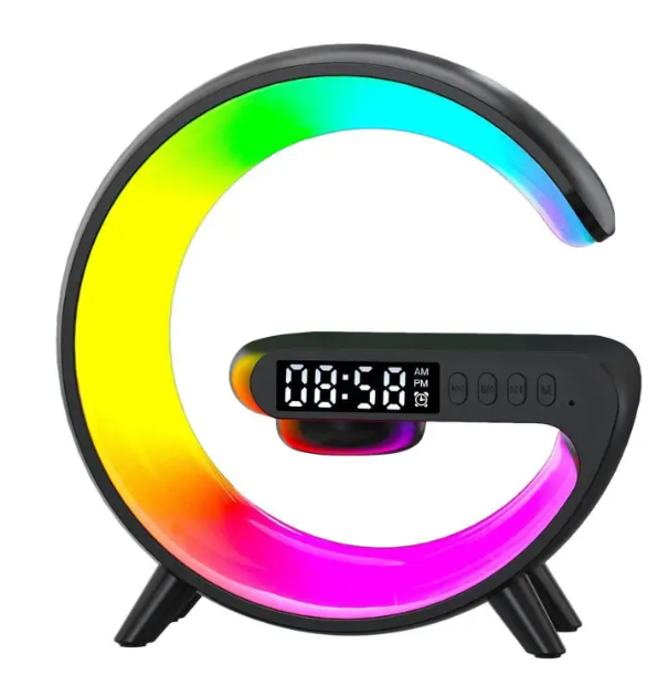 Lámpara Smart G con Altavoz Bluetooth, Cargador Inalámbrico y Reloj Despertador
