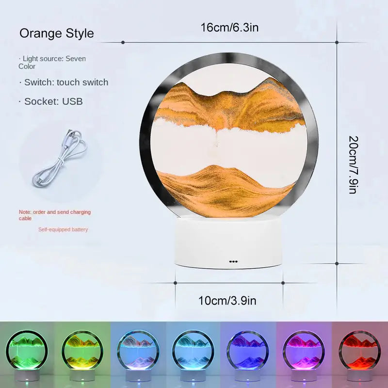 Lampara con diseño de Arena Móvil y LED RGB