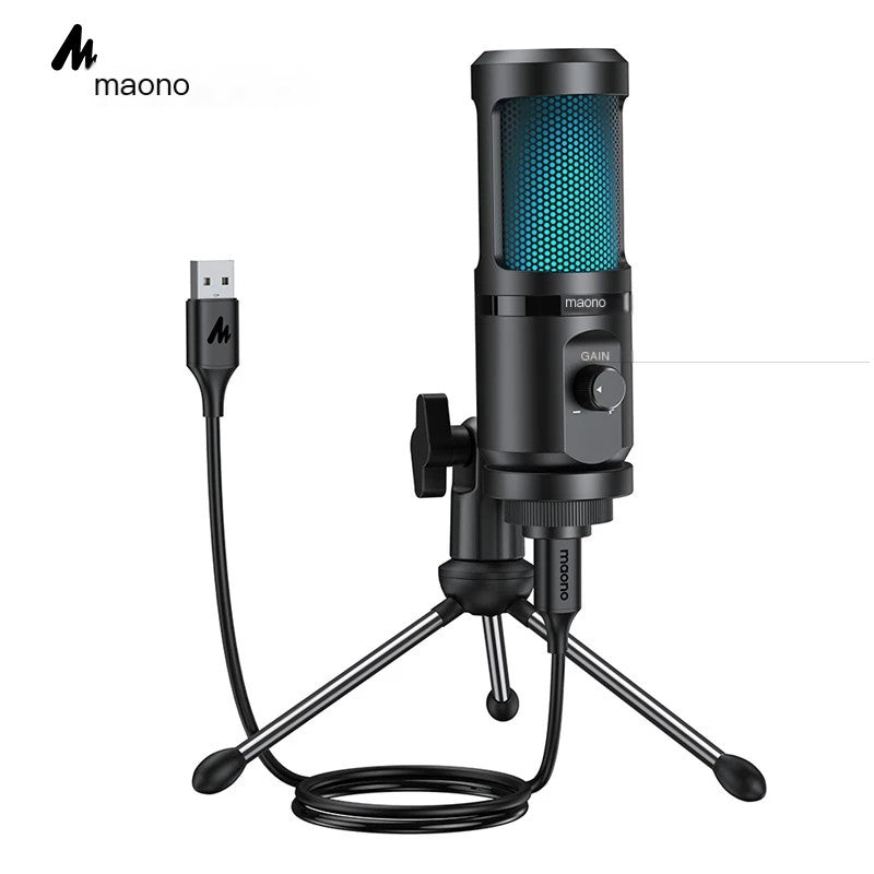 Micrófono Condensador USB Gaming con Trípode y RGB
