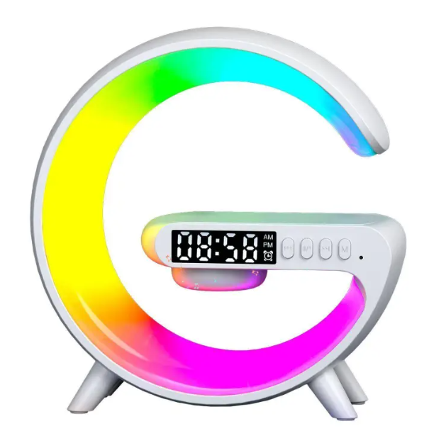 Lámpara Smart G con Altavoz Bluetooth, Cargador Inalámbrico y Reloj Despertador