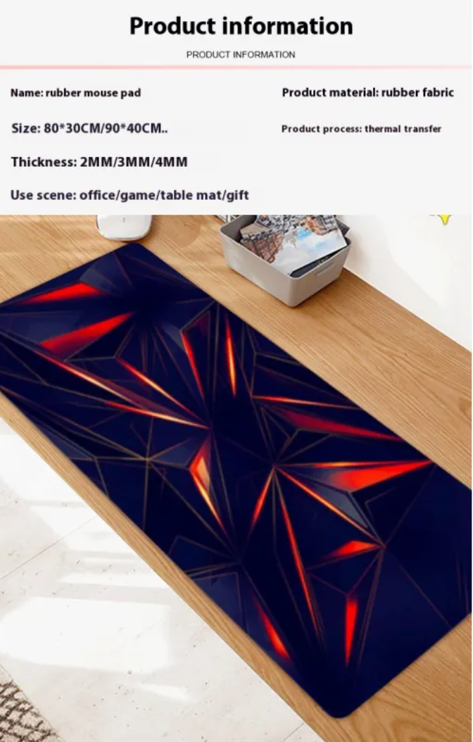 Alfombrilla de Ratón Extendida para Juegos con Diseño de Líneas