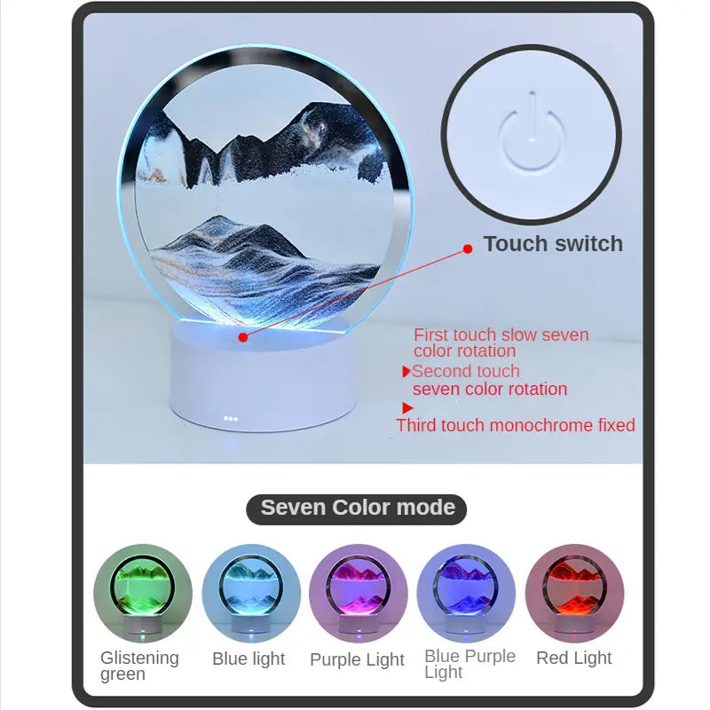 Lampara con diseño de Arena Móvil y LED RGB