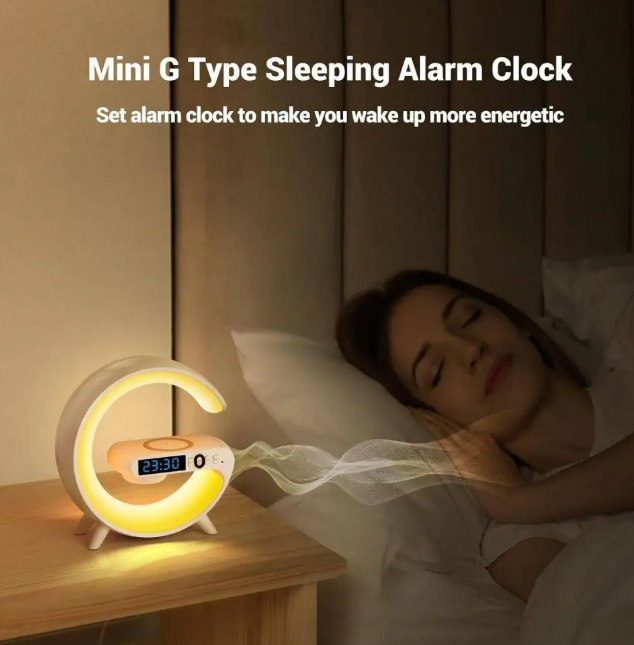 Lámpara Smart G con Altavoz Bluetooth, Cargador Inalámbrico y Reloj Despertador