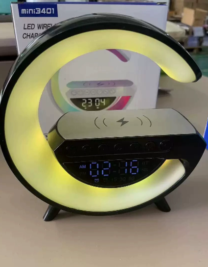 Lámpara Smart G con Altavoz Bluetooth, Cargador Inalámbrico y Reloj Despertador