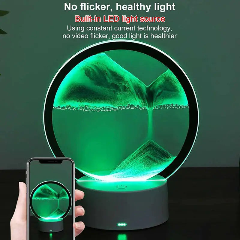 Lampara con diseño de Arena Móvil y LED RGB