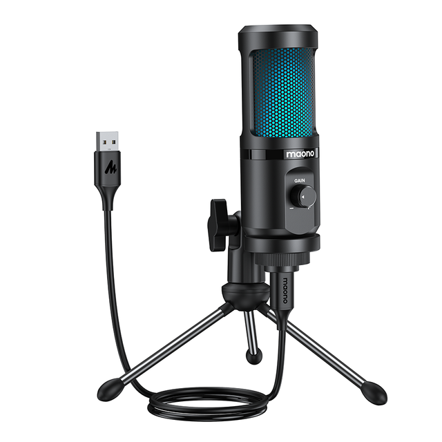 Micrófono Condensador USB Gaming con Trípode y RGB